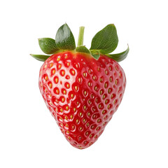 Closeup of a fresh, ripe strawberry with green leaf, vibrant and delicious summer fruit