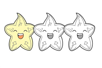 Fototapeta premium Baby starfruit with a happy face, glowing like a star.