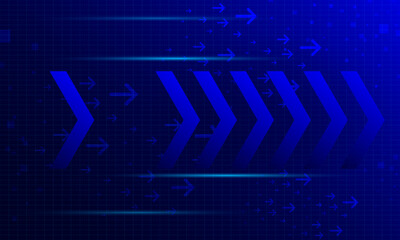 blue arrows shapes with neon light high technology cyberspace abstract background