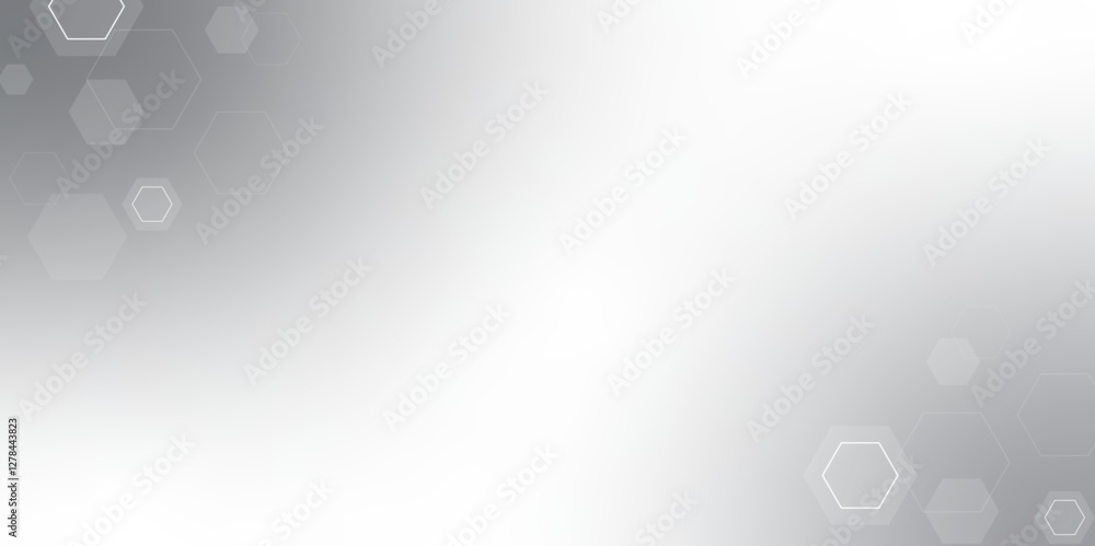 Aufkleber white and grey technology hexagonal abstract background. Abstract gradient hexagon digital technology background. Vector abstract graphic design banner pattern presentation background web template.