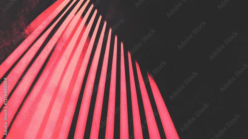 Poster Abstract pattern of pink rays on black background for modern design