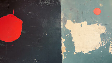 Abstract wall art with colorful textures and contrasting elements