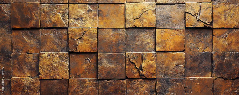 Poster rustic asymmetric square grid texture on uneven surface for design concepts