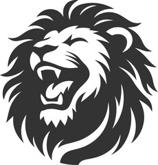 A lion laughing with an open mouth vector silhouette