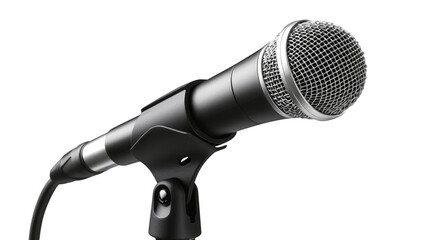 Professional microphone on a black background, perfect for recording, broadcasting and podcasting