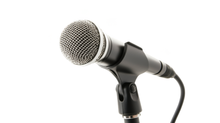 Highquality studio microphone, pristine audio recording for podcasts, voiceovers and music production on a black background