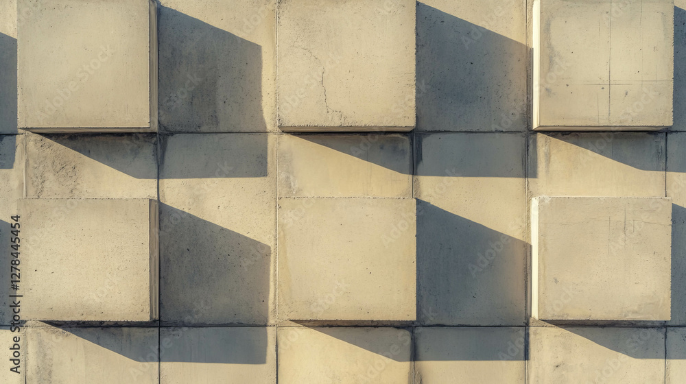 Poster geometric pattern of beige concrete cubes with light and shadow play