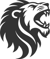 A lion laughing with an open mouth vector silhouette