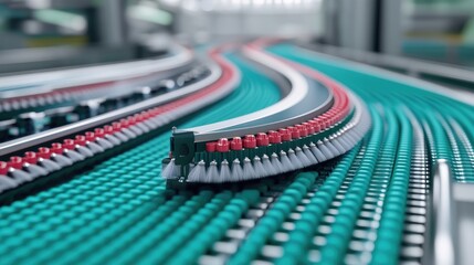 Automated conveyor-based tray cleaning system with rotating brush heads and rapid drying unit.