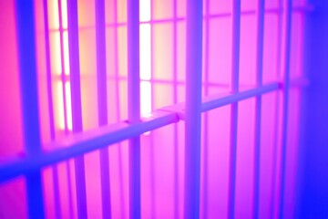 Obraz premium Prison cell with a bright red glow, suitable for crime drama or investigative scenes