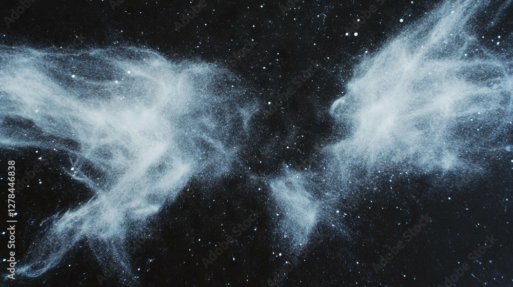 Poster cosmic chalk dust on black chalkboard texture for background design