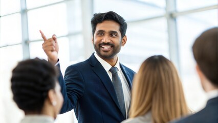 Indian HR Manager Leading Employee Motivation Program
