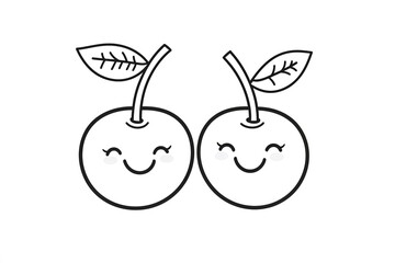 Tiny cherry pair with smiling faces, holding hands.