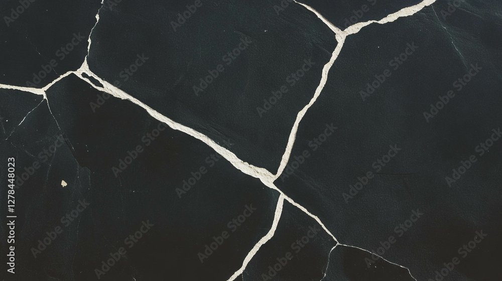 Aufkleber Abstract texture of black wall with intricate white cracks for design and background concepts