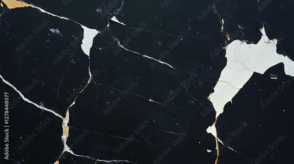 Poster abstract texture of black wall with fine white cracks for modern art and design