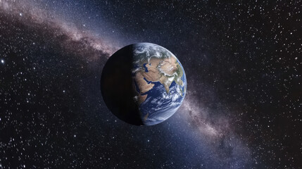 Fototapeta premium EarthfromSpacewithMilkyWay