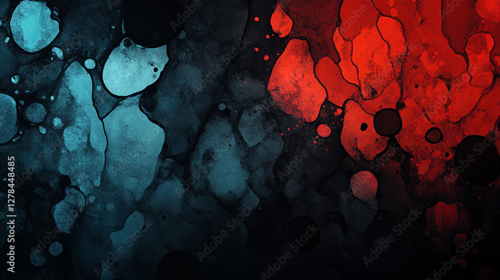 Poster abstract mix of vibrant blue and red colors, creating a dynamic and visually striking design.