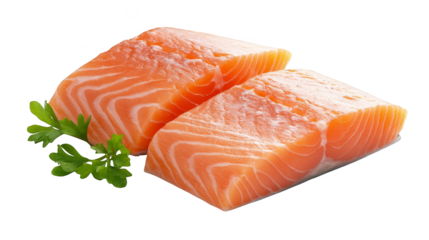 Fresh salmon fillets on dark background, ideal for healthy meals and culinary delights
