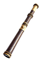 Isolated Antique Brass Telescope