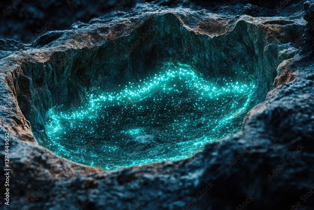 Poster a natural cave with a circular opening in the center