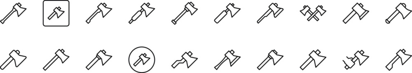 Axe Line Icon Pack. Minimalistic Linear Pictogram for Web and Graphic Design, Apps, Banners, Social Network and Cards
