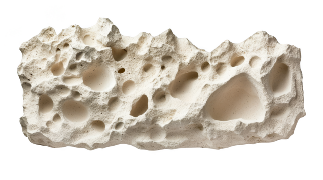 Discovering nature's artistry, a captivating rock formation with intricate holes and textured surfaces