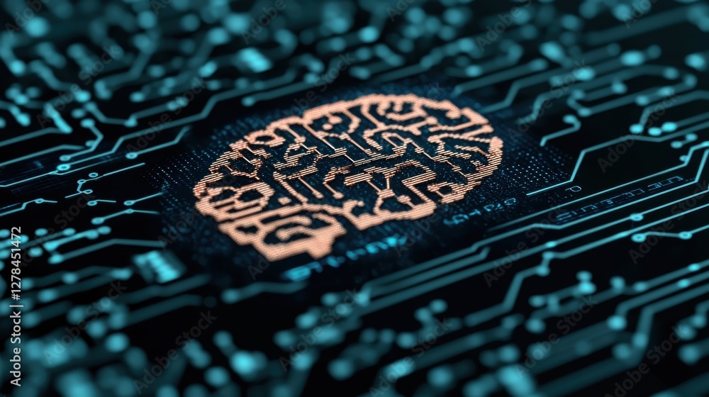 Poster the image features a circuit board design with a brain illustration at the center, symbolizing the i
