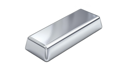 Closeup of a gleaming silver bar on dark background, study in texture and metallic sheen