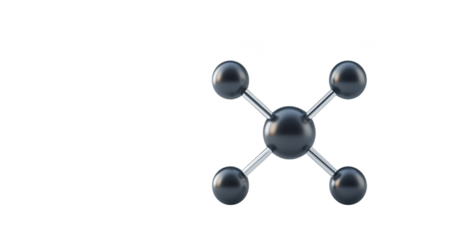 Four spheres interconnected, a visual representation of molecule 