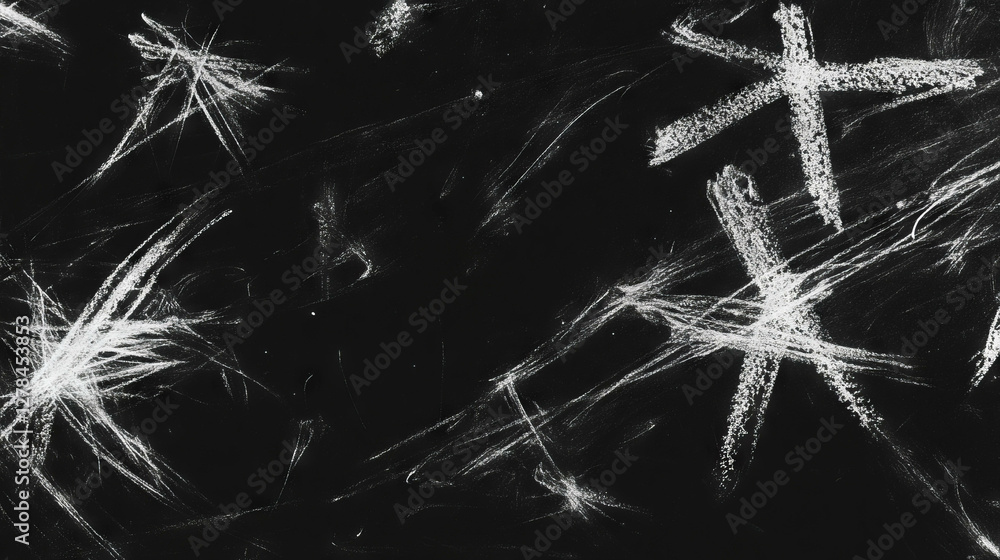 Poster Textured chalkboard art with smooth chalk lines and patterns