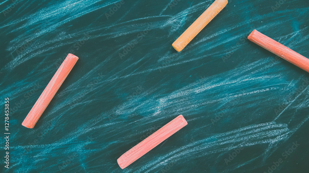 Poster chalkboard background with colorful chalk lines for education and design concepts
