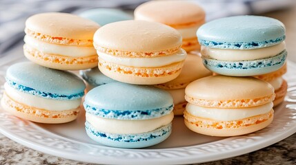 Obraz premium Delicate Pastel Macarons with Creamy Filling