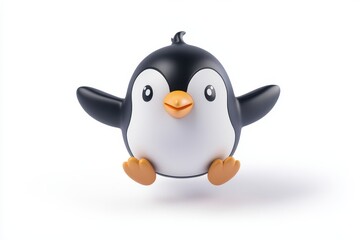 Obraz premium Cute Cartoon Penguin Character with Playful Expression on White Background