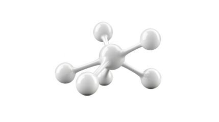 Intricate white molecule structure on a black background, visual representation for science and education