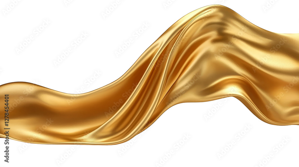 Poster golden wave abstract background, liquid dynamic flow and smooth elegant design for modern visuals