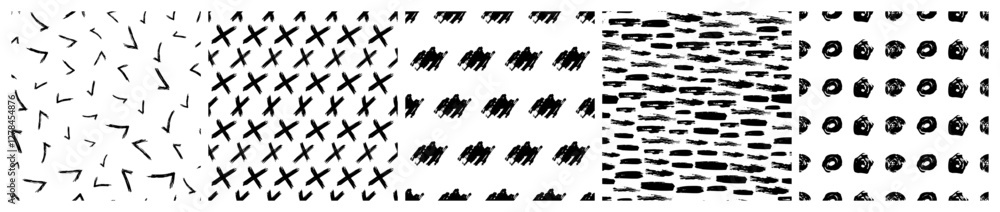 Poster set of seamless patterns with scribble smears
