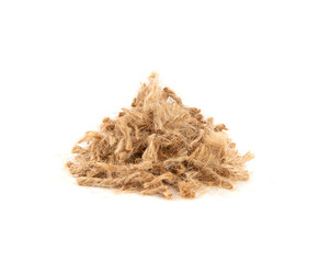String piece isolated, jute rope fragment, part of packaging cord knots, eco-friendly natural rope