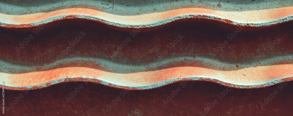 Poster Rustic brick texture with coarse horizontal ribs for architectural and design use