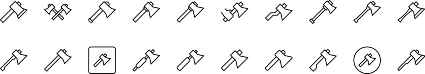 Simple Linear Icon of Axe. Minimalistic Linear Pictogram for Web and Graphic Design, Apps, Banners, Social Network and Cards