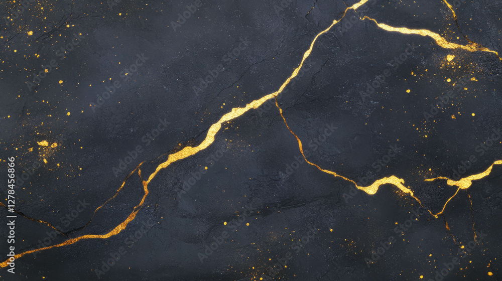Poster luxurious concrete texture with gold dust and cracks for elegant design