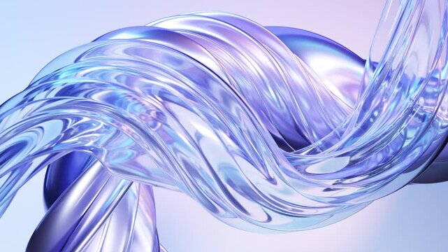 Abstract wave loop animation. 3D rendered background, flowing, fluid, twisted shapes with a metallic, glass and iridescent texture. Smooth light gradient. Elegant live wallpaper and animated footage	