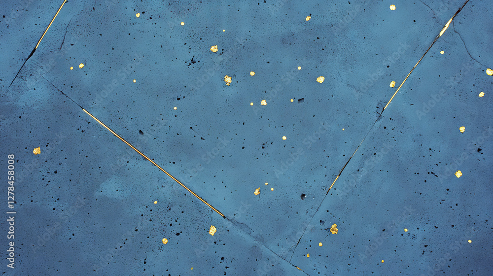 Poster Abstract concrete texture with gold wire mesh and rough surface for artistic design