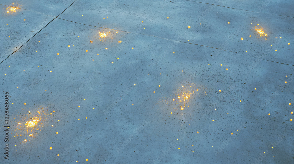 Aufkleber elegant concrete texture with embedded light gold tiles for modern design