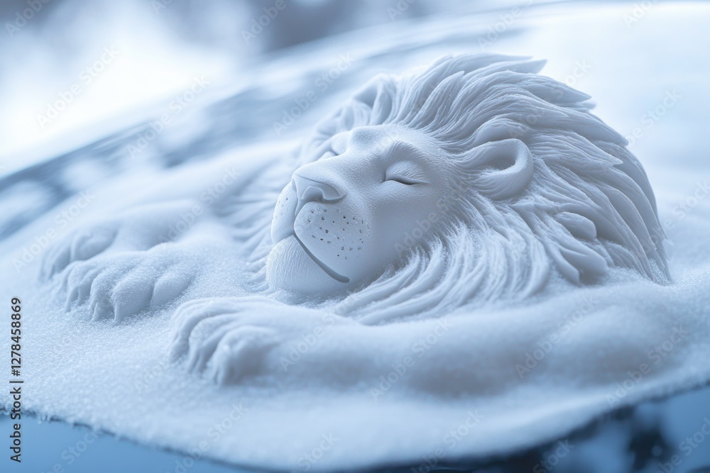 Poster A detailed view of a lion's face, suitable for use in various contexts where a regal or powerful image is needed