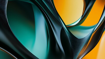 A yellow and blue gradient background with an abstract fluid shape