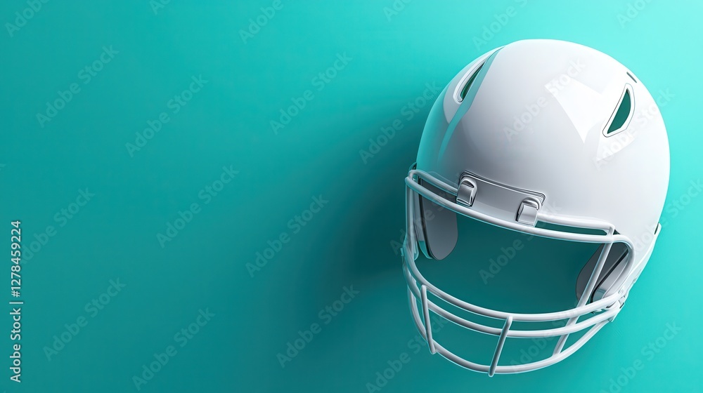 Poster minimalist 3d rendering of a catcher's mask against a solid colored backdrop