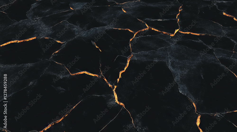 Poster cracked black slate texture with prominent deep fissures for background or design use