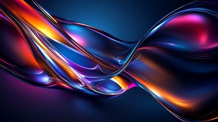 Naklejka premium Abstract background with colorful waves on a dark black