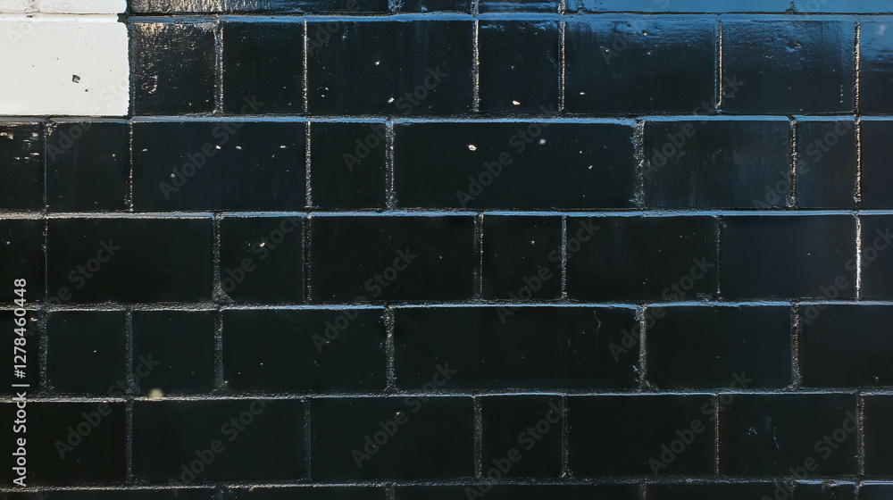 Poster Modern architecture design with dark brick and white stucco texture