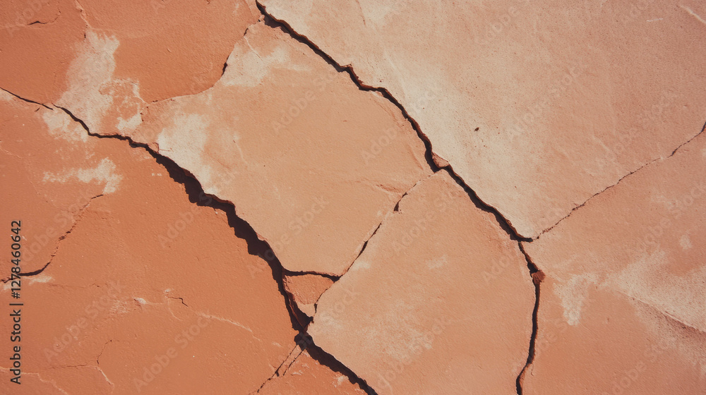 Aufkleber texture of cracked dark brown mud wall for rustic design and architecture